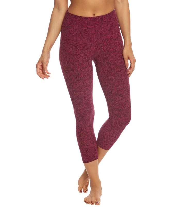 Beyond Yoga Spacedye High Waisted Yoga Capris Black-Plumberry / M