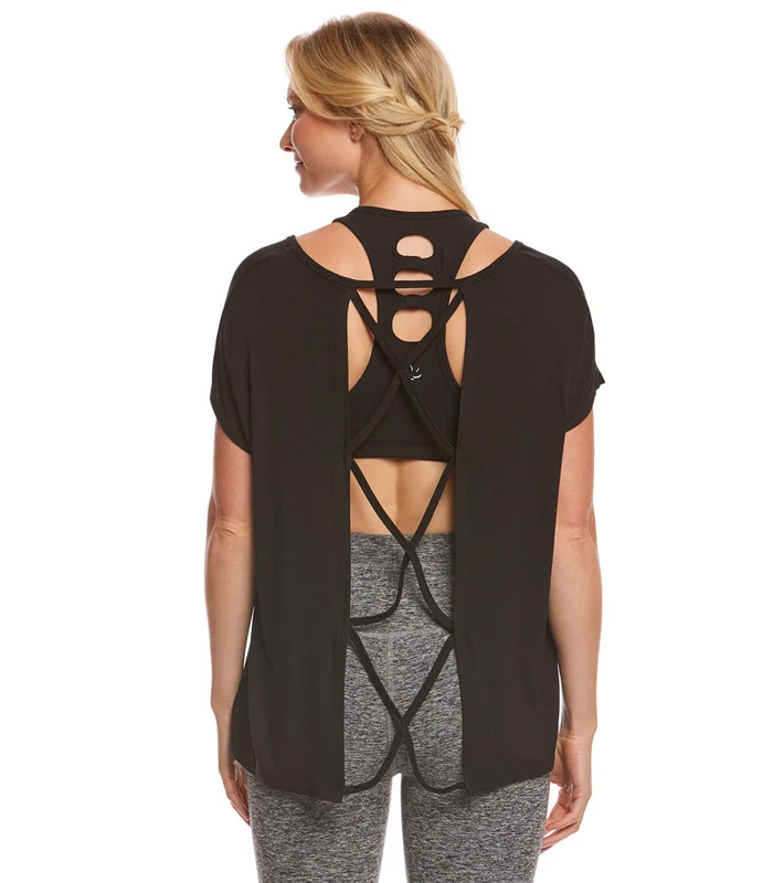 Beyond Yoga Back Out Yoga Tee Black / L