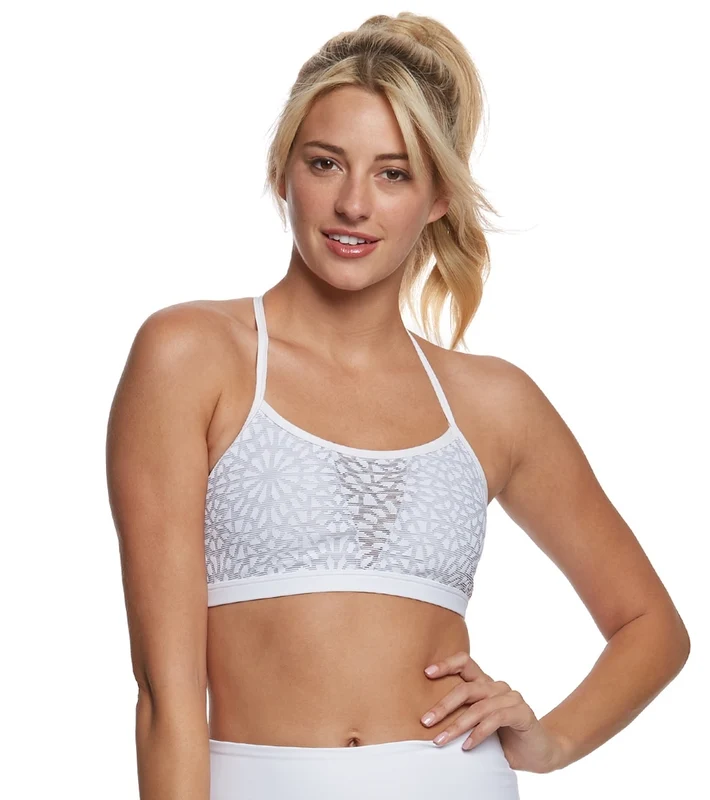 Beyond Yoga Cut It Close Mesh Yoga Sports Bra White / XL