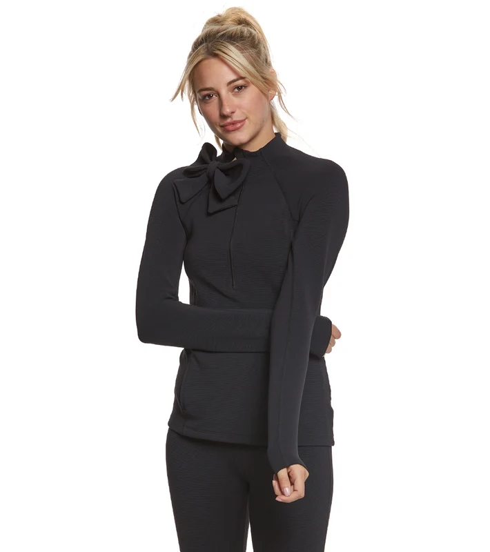 Beyond Yoga Kate Spade Neck Bow Half Zip Pullover Black Ottoman / XL