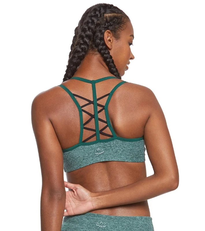 Beyond Yoga Strappy Hour Yoga Sports Bra Woodland Forest/Light Sage / L
