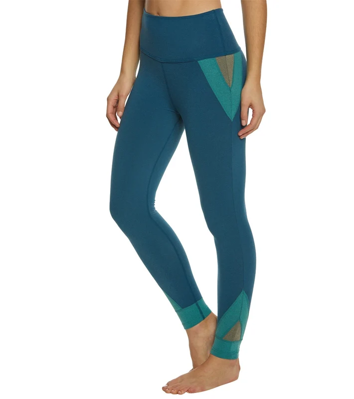 Beyond Yoga Block And Key High Waisted Midi Yoga Leggings Deep Sapphire Heather Colorblock / M