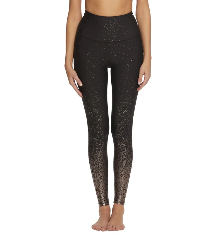 Beyond Yoga Sportflex Alloy Ombre High Waisted Midi Yoga Leggings BLACK GUNMETAL SPECKLE / M