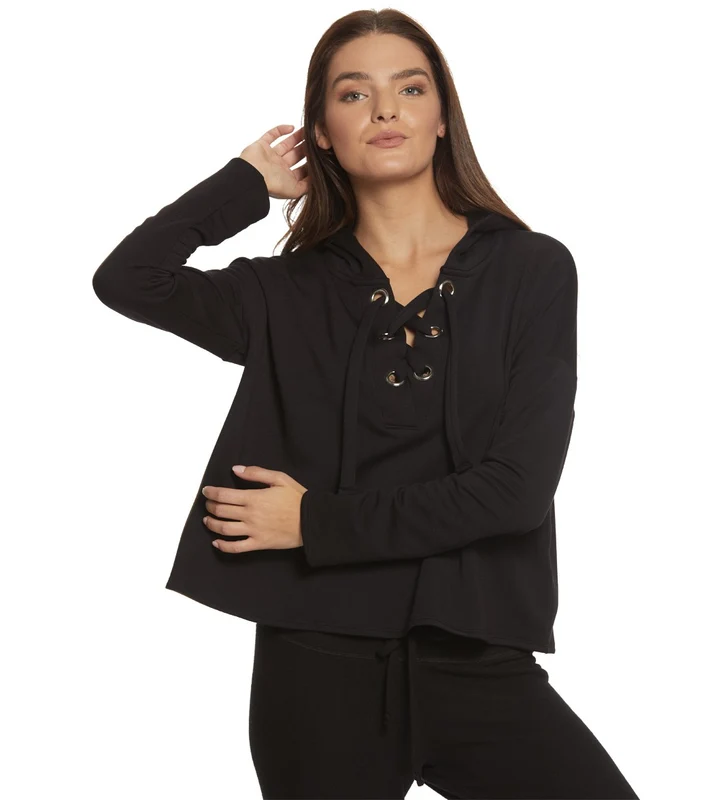 Beyond Yoga Over Tied Cropped Pullover Black / XL