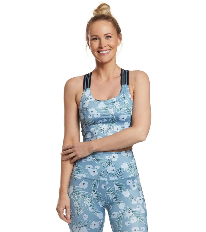 Beyond Yoga Lux Stripe Hype Cropped Yoga Tank Sky Blossoms / S