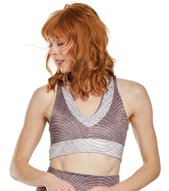 Beyond Yoga Lux All In Racerback Yoga Bralet Etched Fans Blocked / S