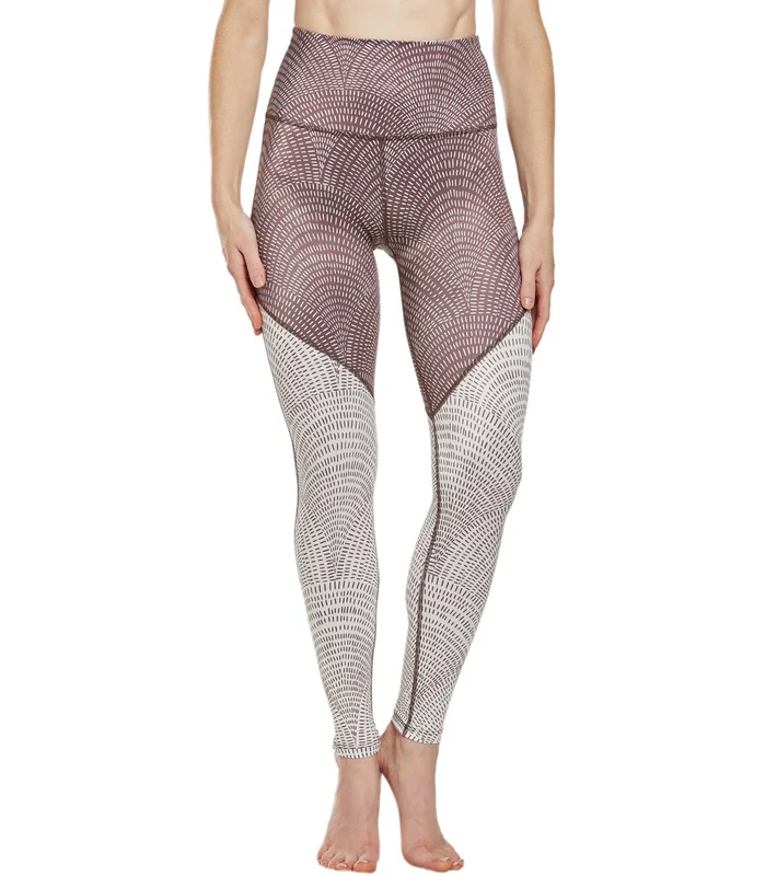 Beyond Yoga Lux High Waisted Angled 7/8 Yoga Leggings Etched Fans Blocked / XS
