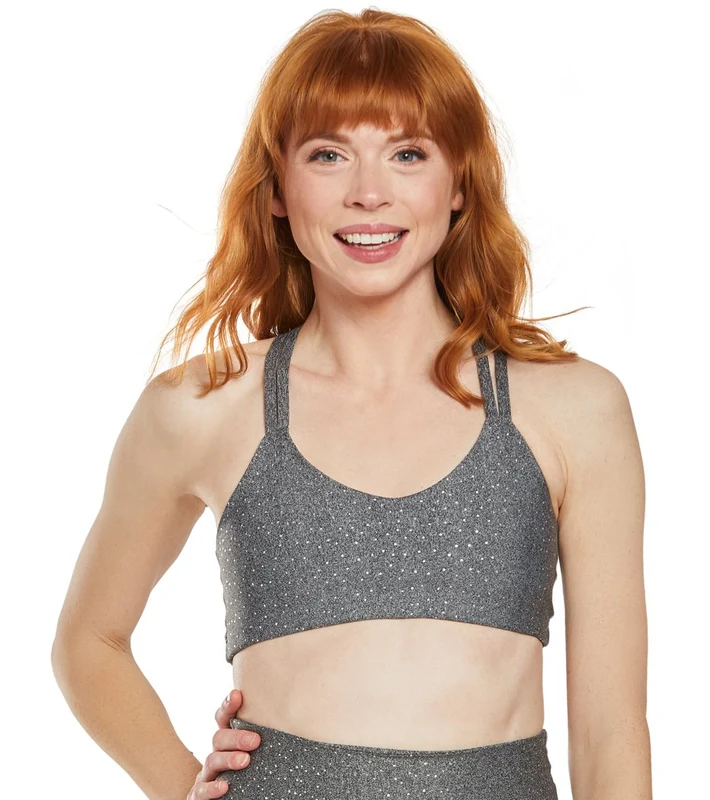 Beyond Yoga Drip Dot Yoga Sports Bra Black and White Silver Drip Dot / XS