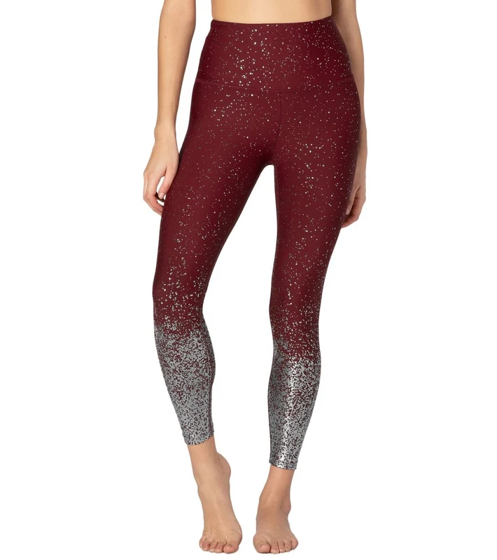 Beyond Yoga Sportflex Alloy Ombre High Waisted Midi Yoga Leggings Team Burgundy Gunmetal Speckle / L