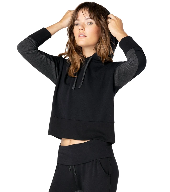Beyond Yoga Tonal Block Cropped After Yoga Hoodie Dusty Mauve / M