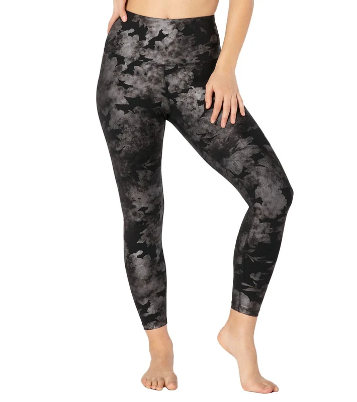 Beyond Yoga Foil Floral High Waisted 7/8 Yoga Leggings Black/Gray Foil Floral / XL