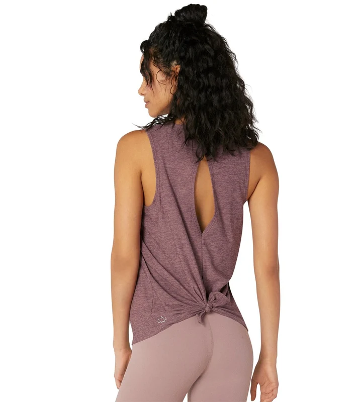 Beyond Yoga All About It Split Back Yoga Tank Deep Blush/Wild Orchid / M