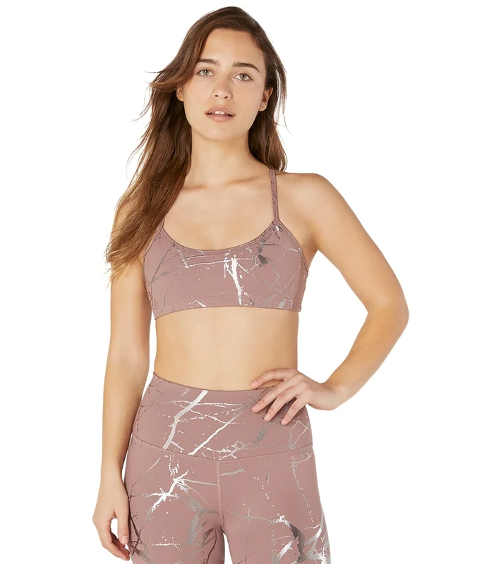 Beyond Yoga Lost Your Marbles Yoga Sports Bra Blue Horizon/Shiny Navy Marble / XL