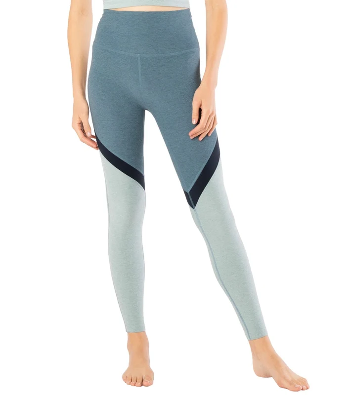 Beyond Yoga Tri-Panel Spacedye High Waisted 7/8 Yoga Leggings Serene/Hazy Blue / XL