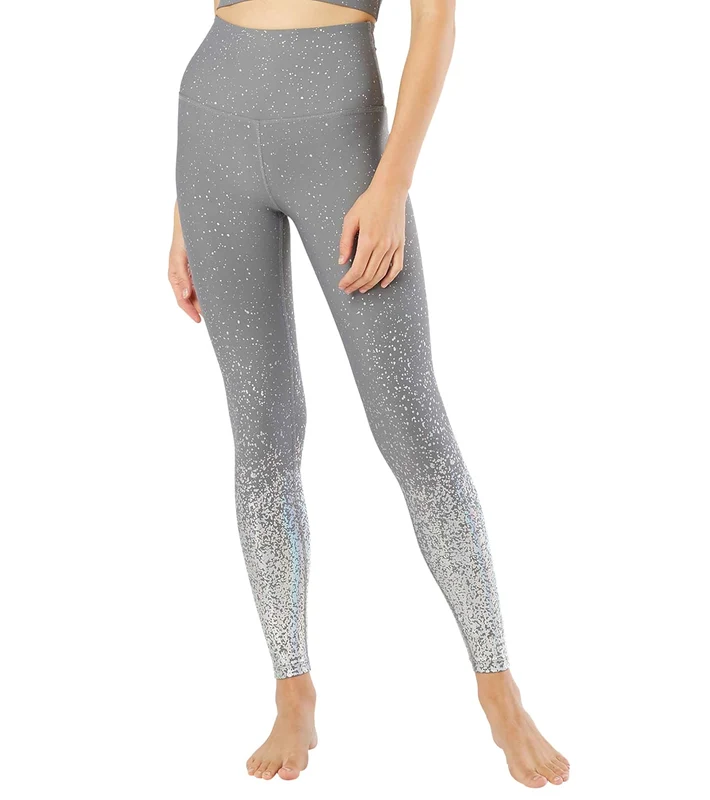 Beyond Yoga Sportflex Alloy Ombre High Waisted Midi Yoga Leggings Dusty Violet Silver Speckle / XS