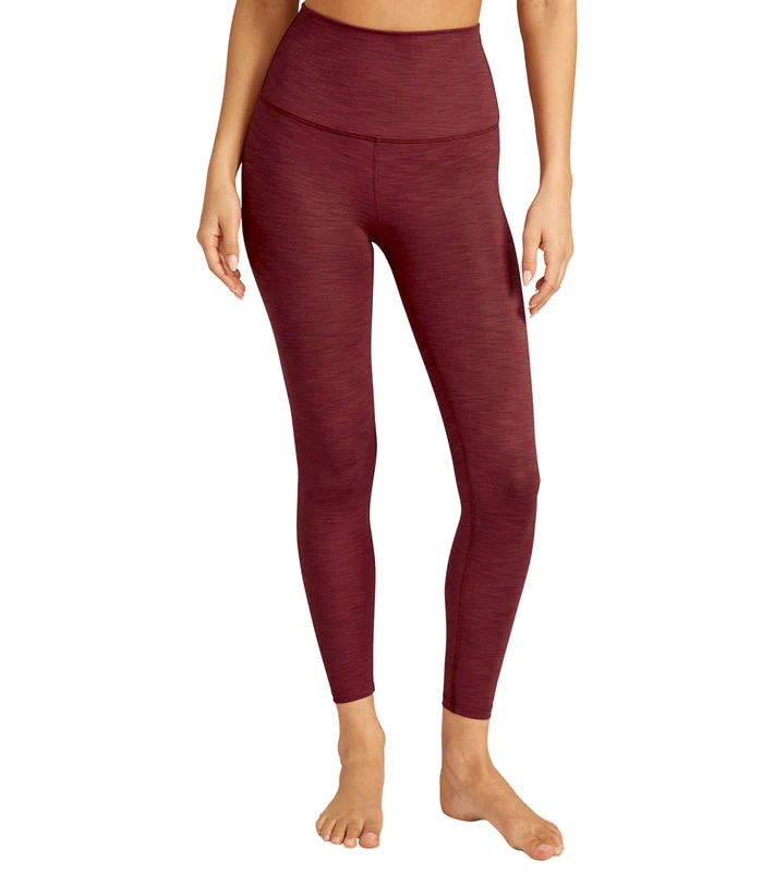 Beyond Yoga Heather Rib High Waisted 7/8 Yoga Leggings Cocoa Brown Heather / XS
