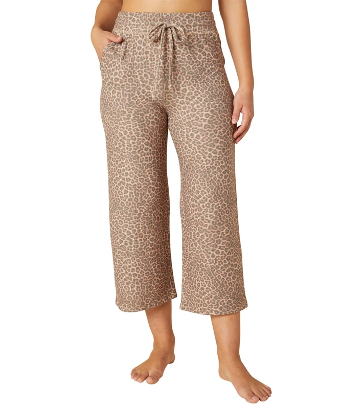 Beyond Yoga Wide Leg High Waisted Cropped Sweatpant Oatmeal Tiger / XS