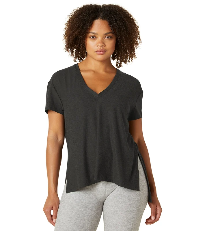 Beyond Yoga Split Up Long Tee Darkest Night / M