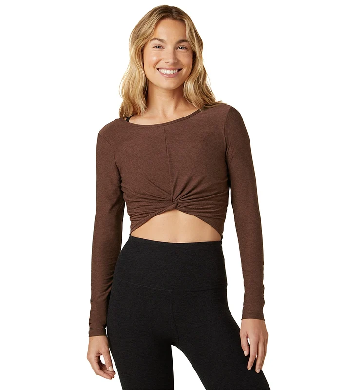 Beyond Yoga Featherweight Twist Of Fate Pullover Mahogany Brown Heather / XS