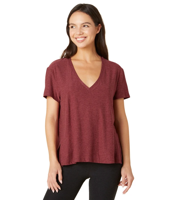 Beyond Yoga Split Up Long Tee Port Wine-Ruby / XS