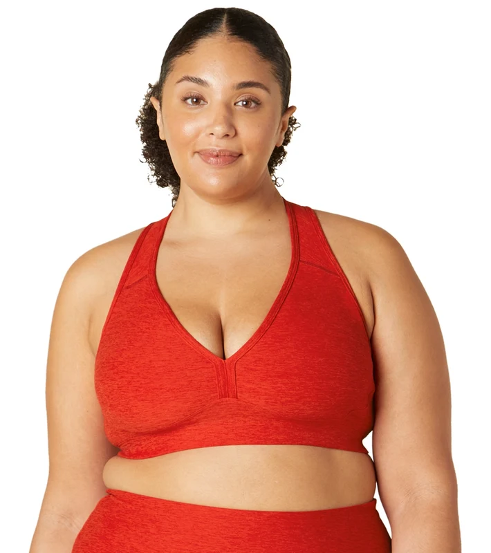 Beyond Yoga Plus Spacedye Lift Your Spirits Bra Red Hot-Siren / 4X