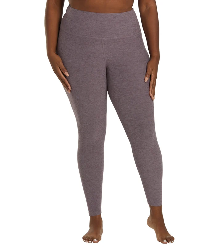 Beyond Yoga Plus Spacedye Caught in the Midi High Waisted Leggings Silverberry Heather / 1X