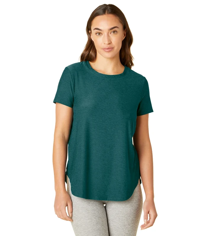 Beyond Yoga Featherweight Spacedye On the Down Low Yoga Tee Deep Sea Heather / XL