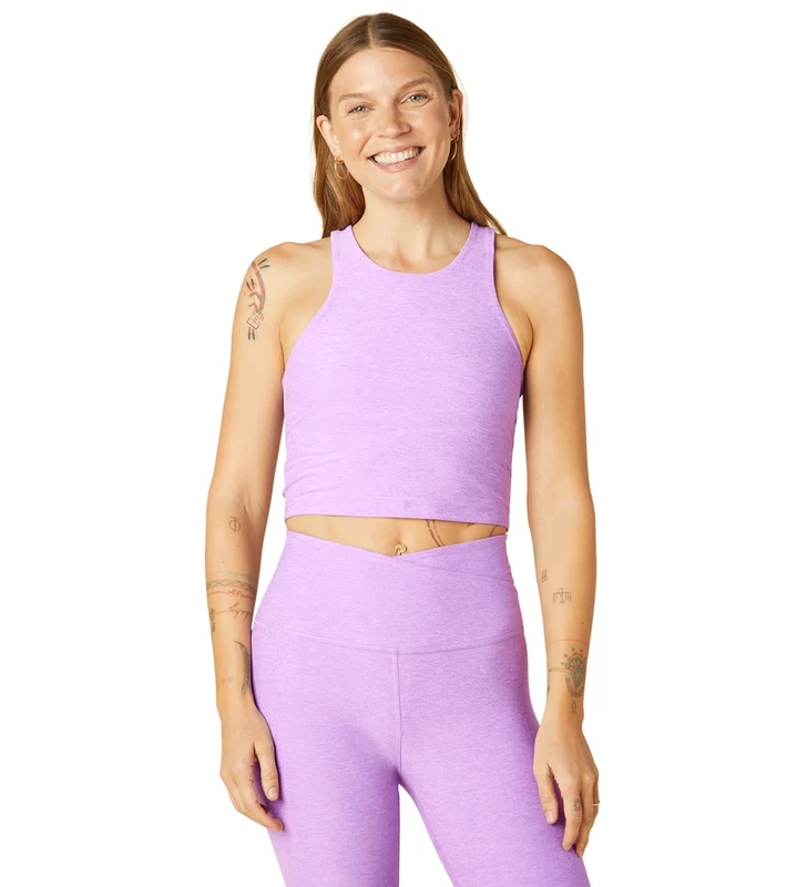 Beyond Yoga Focus Cropped Tank Crisp Lavender Heather / XS