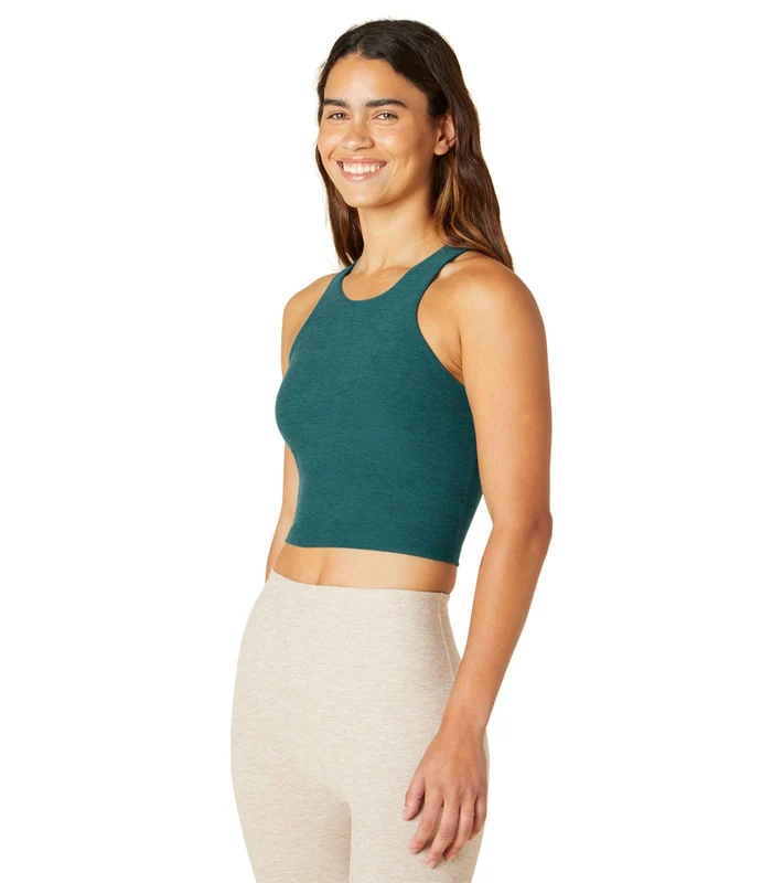 Beyond Yoga Focus Cropped Tank Deep Sea Heather / L