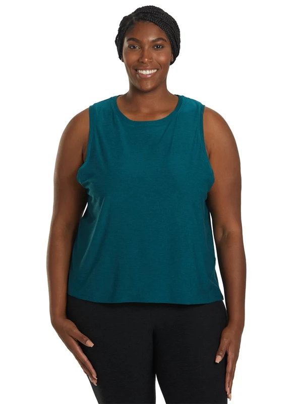 Beyond Yoga Plus Featherweight Spacedye Balanced Muscle Yoga Tank Deep Sea Heather / XXL