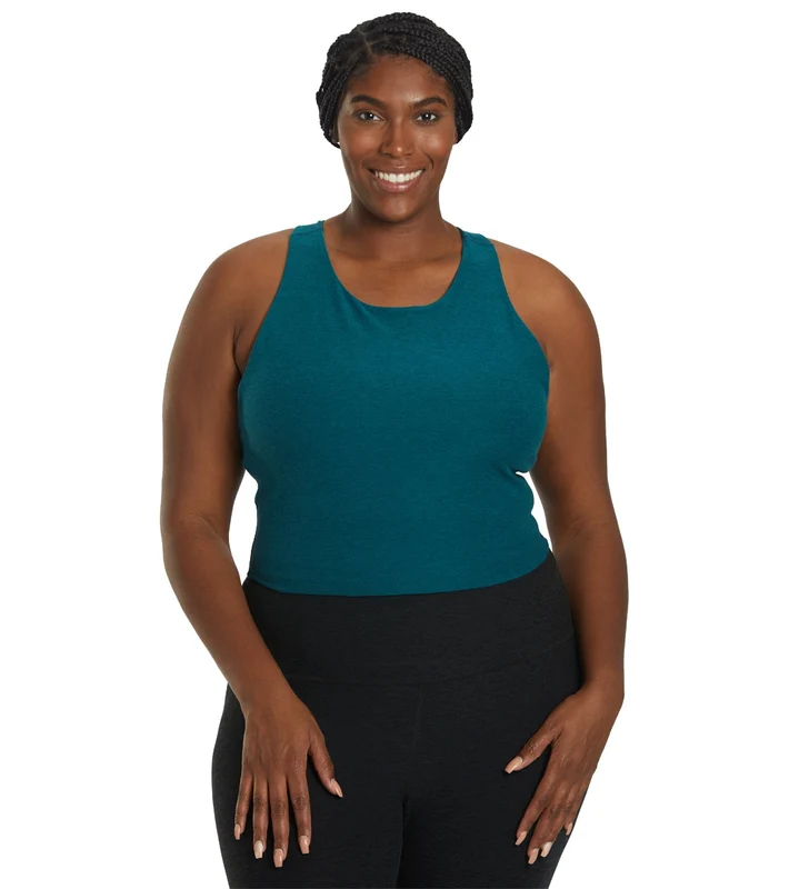 Beyond Yoga Plus Size Spacedye Focus Cropped Tank Deep Sea Heather / 1X