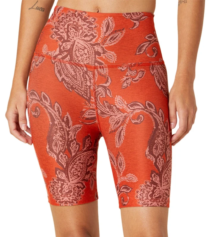 Beyond Yoga Spacedye Printed High Waisted Biker Shorts Chai Paprika Paisley / M