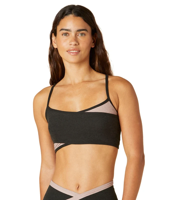 Beyond Yoga Spacedye Blocked At Your Leisure Yoga Sports Bra Darkest Night/Chai Colorblock / XS