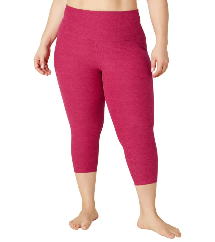 Beyond Yoga Plus Size Spacedye Out Of Pocket High Waisted Capri Leggings Dragonfruit-Sangria / 1X
