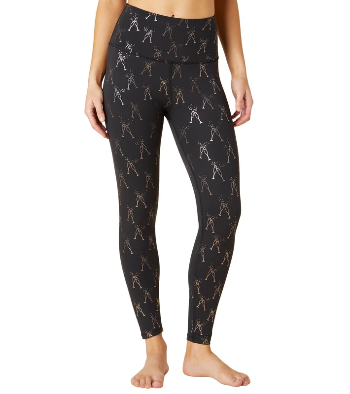 Beyond Yoga High Waisted Midi Legging Black-Rose Gold Cheers / L