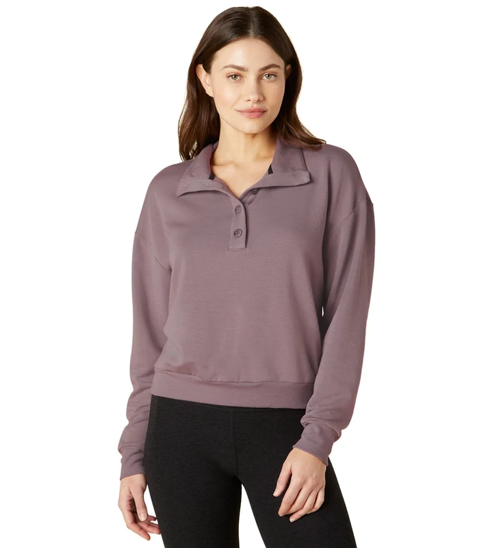 Beyond Yoga East Coast Button Pullover Mauve / XL
