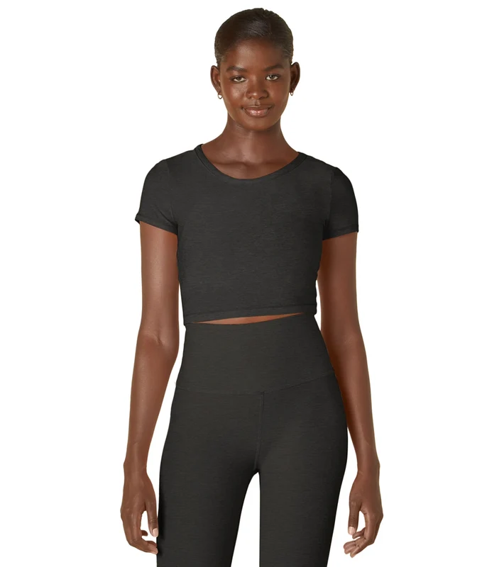 Beyond Yoga Featherweight Perspective Cropped Tee Darkest Night / L