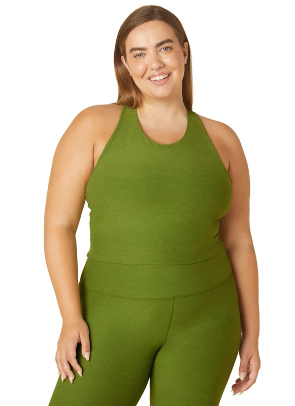 Beyond Yoga Plus Size Spacedye Focus Cropped Tank Fern Green Heather / 3XL