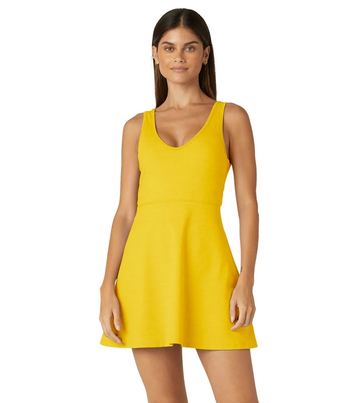 Beyond Yoga Spacedye Movement Dress Yellow Flower Heather / S