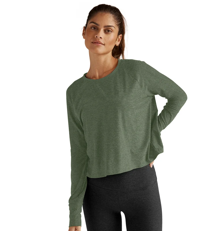 Beyond Yoga Featherweight Spacedye Daydreamer Pullover Moss Green Heather / M