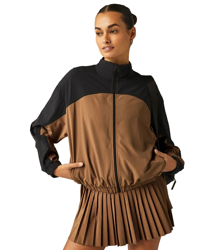 Beyond Yoga Colorblock Go Retro Jacket Deep Tan/ True Black / XL