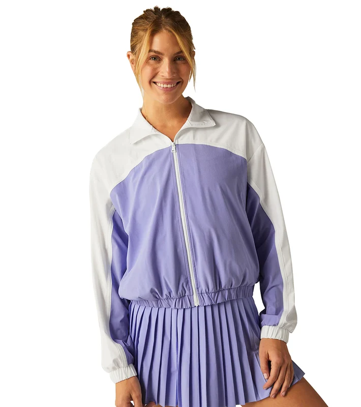 Beyond Yoga Colorblock Go Retro Jacket Periwinkle Cloud/ True White / M