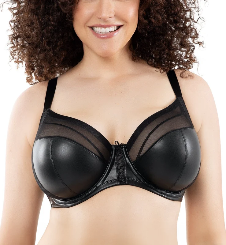Parfait Stevie Faux Leather Unlined Wired Bra (P50125) - Black 40GG