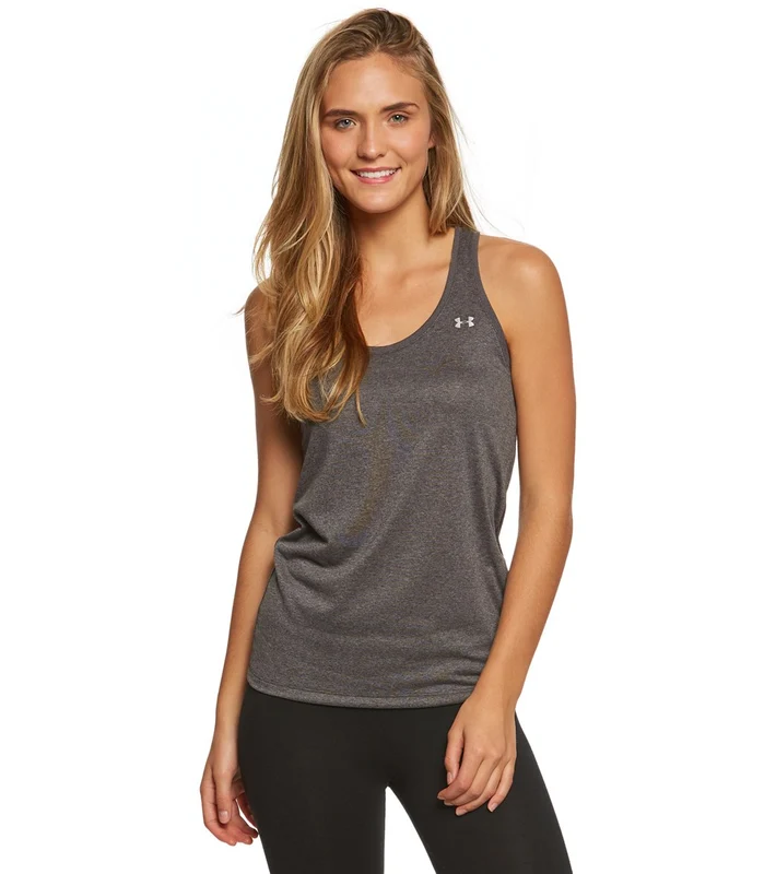 Under Armour Women's UA Tech Tank Carbon Heather-Metallic Silver / XL