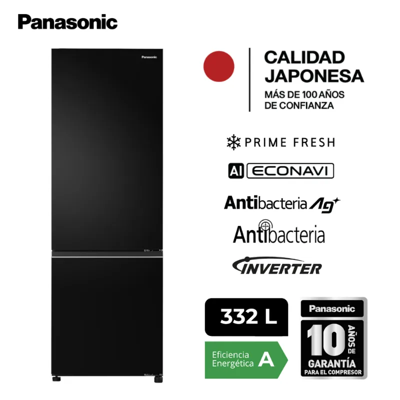 Refrigeradora Panasonic Bottom Freezer BV361 Negro Espejado 325L