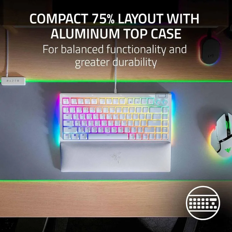 Teclado Gamer Razer Blackwidow V4 75% Mechanical Us Switch Orange Chroma White