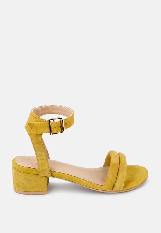 Amelia Minimalist Block Heel Sandal Mustard / US-7 / UK-5 / EU-38