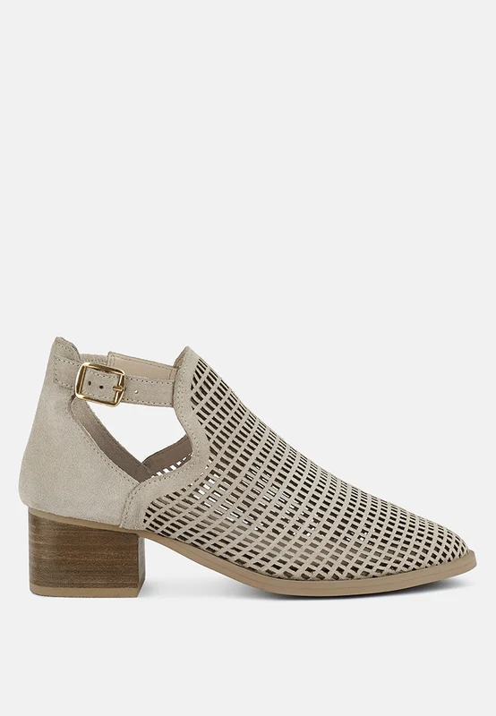Rosalyn Block Heeled Cut-Out Sandal Beige / US-5 / UK-3 / EU-36