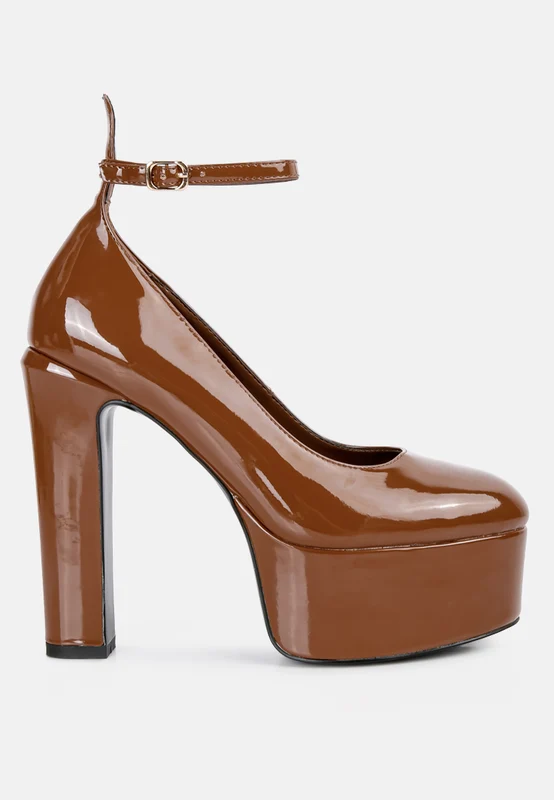 Babe Heaven Patent Pu Sandals Tan / US-9 / UK-7 / EU-40