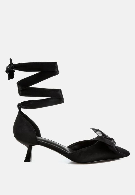 Cadell Bow Detail Satin Sandals Black / US-6 / UK-4 / EU-37
